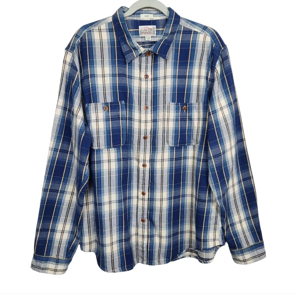 J. Crew Slim Fit Mid-Weight Flannel Double Brushed Long Sleeve Men's Size 2XL